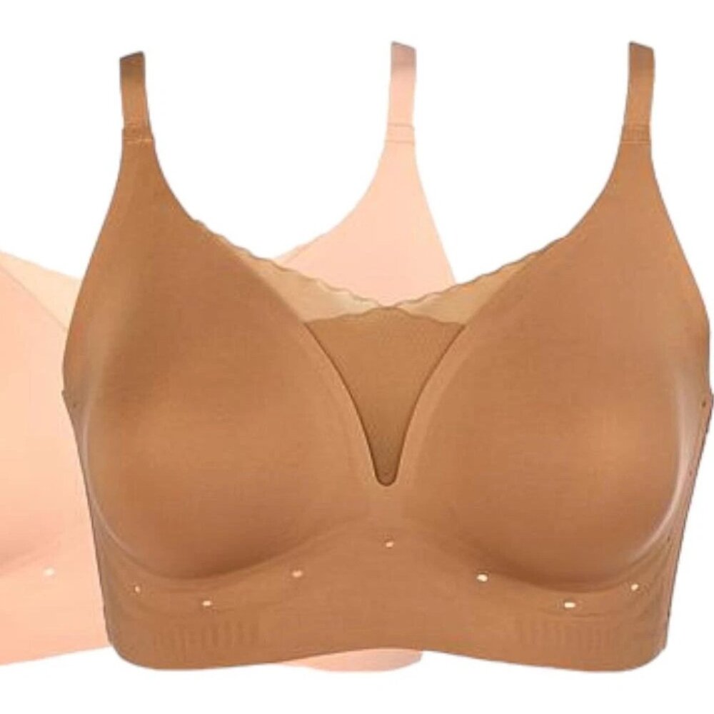 #1236 Rhonda Shear 2-pack Breathable Gel Support Bra Sienna/Pink Beige